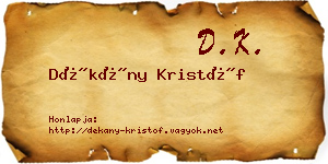 Dékány Kristóf névjegykártya