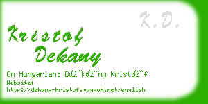 kristof dekany business card